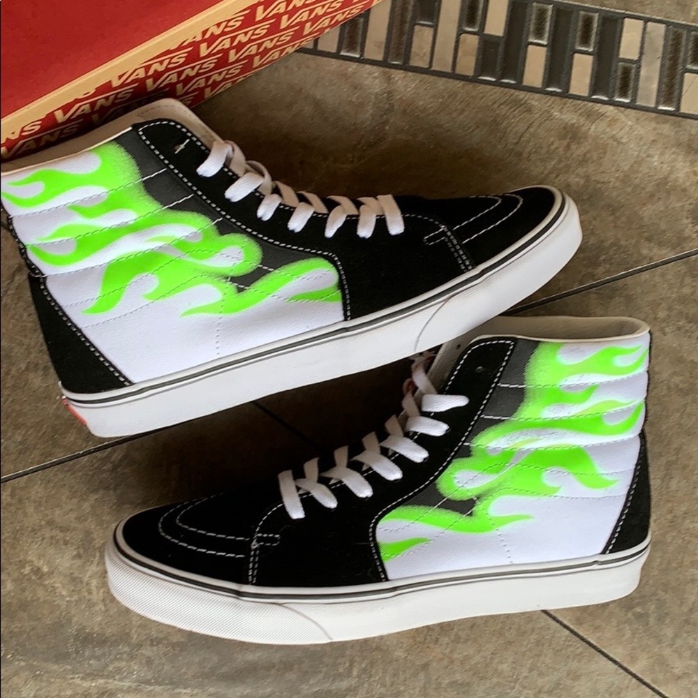 •VANS SK-8 HI FLAME black/true white Mens - Picture 3 of 16
